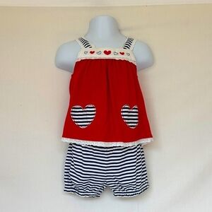 First Impressions Red, White, & Blue Babydoll Top & Shorts Set - ❤️ 🎇 🇺🇲